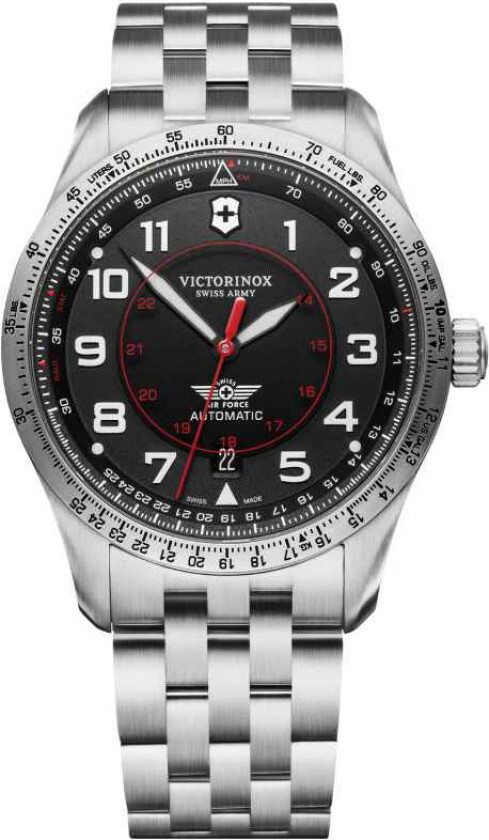 Herreklokke 241888 Airboss Sort/Stål Ø42 mm