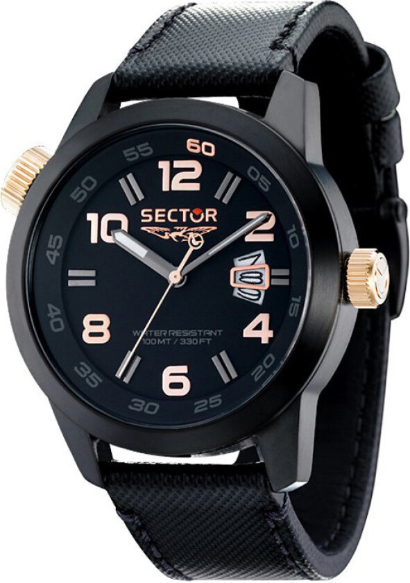 Herreklokke R3251202025 Sort/Lær Ø48 mm