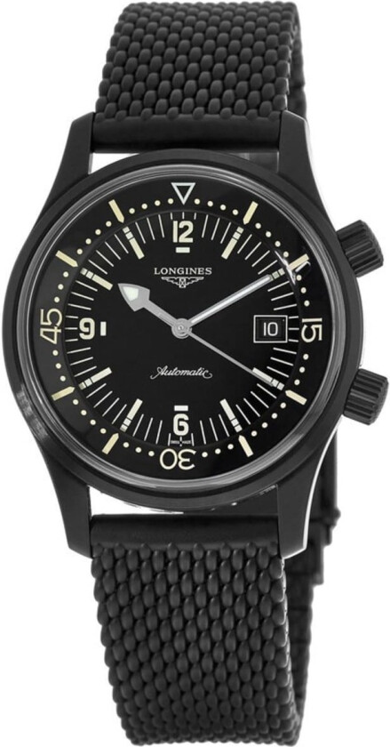Herreklokke L3.774.2.50.9 Heritage Sort/Gummi Ø42 mm