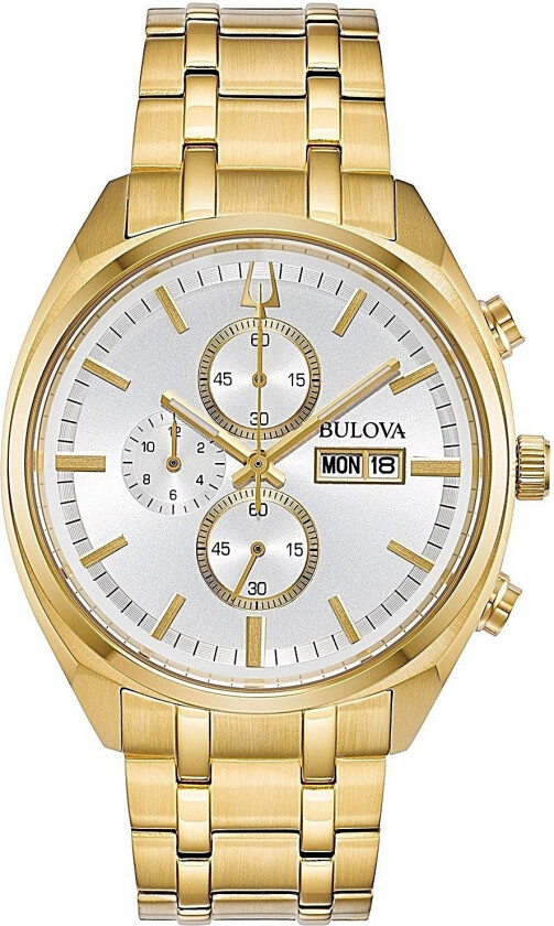 Herreklokke 97C109 Hvit/Gulltonet stål Ø42 mm