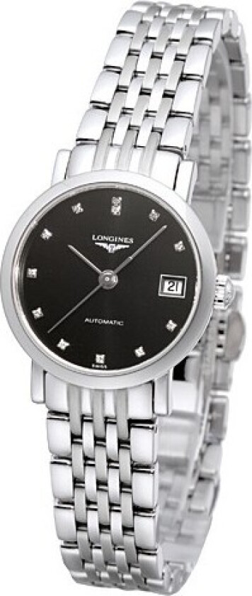 Dameklokke L4.309.4.57.6 Elegant Sort/Stål Ø25.5 mm