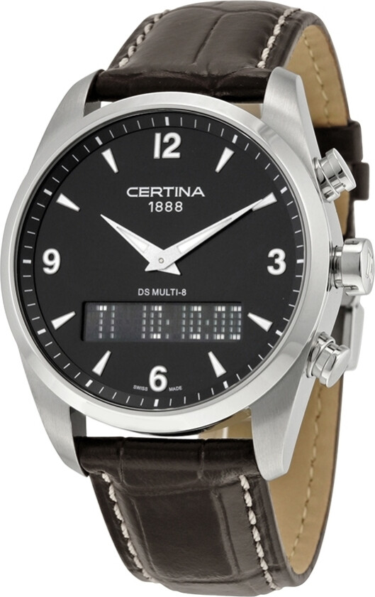 Herreklokke C020.419.16.057.00 DS Multi-8 Sort/Lær Ø42 mm
