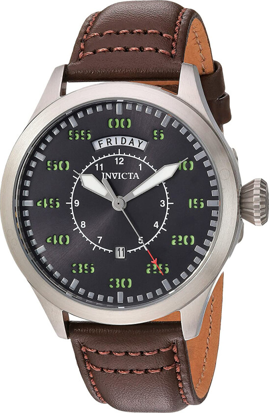 Herreklokke 22973 Aviator Grå/Lær Ø45 mm