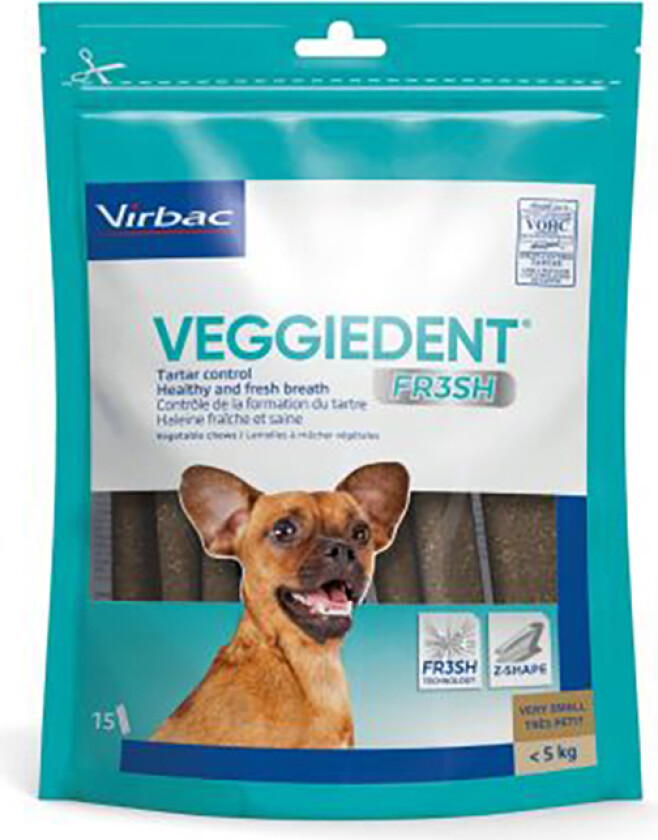 VEGGIEDENT Fresh for hunder - 15 x 9 g XS for ekstra små hunder (< 5 kg)