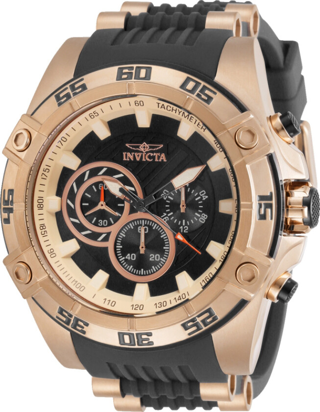 Herreklokke 30109 Speedway Sort/Rose-gulltonet stål Ø52 mm