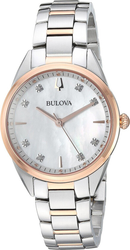 Dameklokke 98P183 Diamond Hvit/Rose-gulltonet stål Ø31 mm