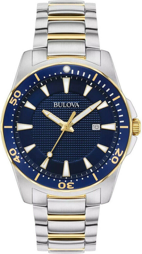 Herreklokke 98B329 Blå/Gulltonet stål Ø42 mm