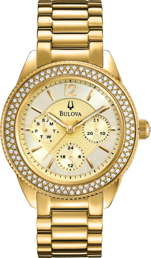 Dameklokke 97N102 Crystal Gull/Gulltonet stål Ø38 mm
