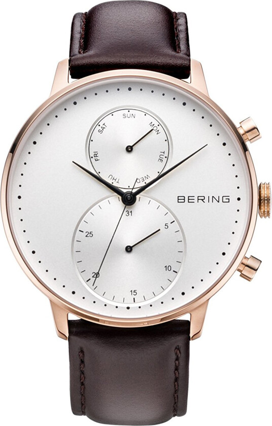 Herreklokke 13242-564 Classic Hvit/Lær Ø42 mm