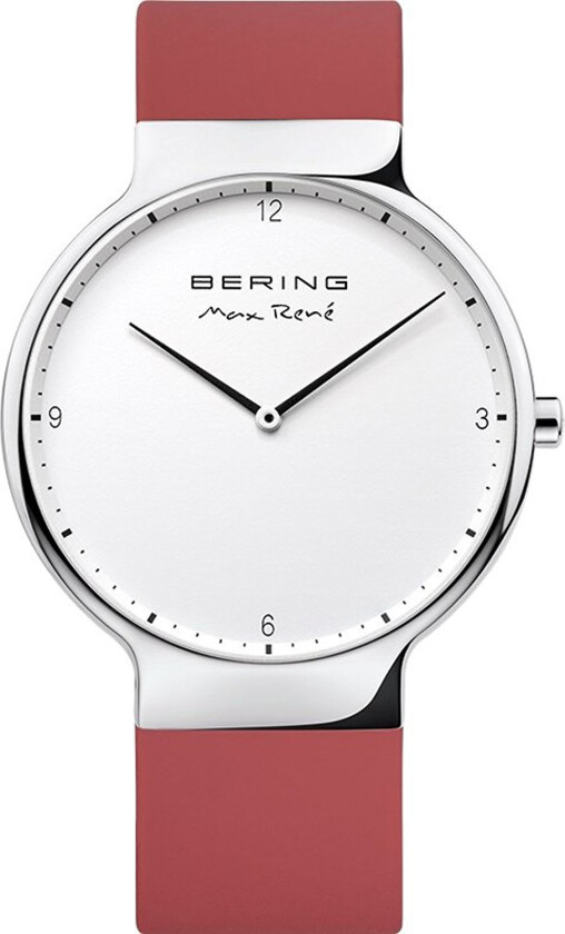 Herreklokke 15540-500 Max Rene Hvit/Gummi Ø40 mm