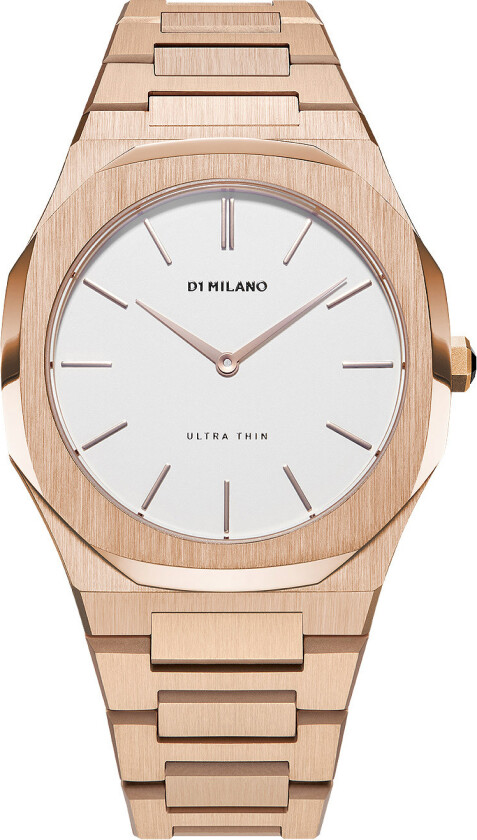 Dameklokke UTBL02 Ultra Thin Hvit/Rose-gulltonet stål Ø38