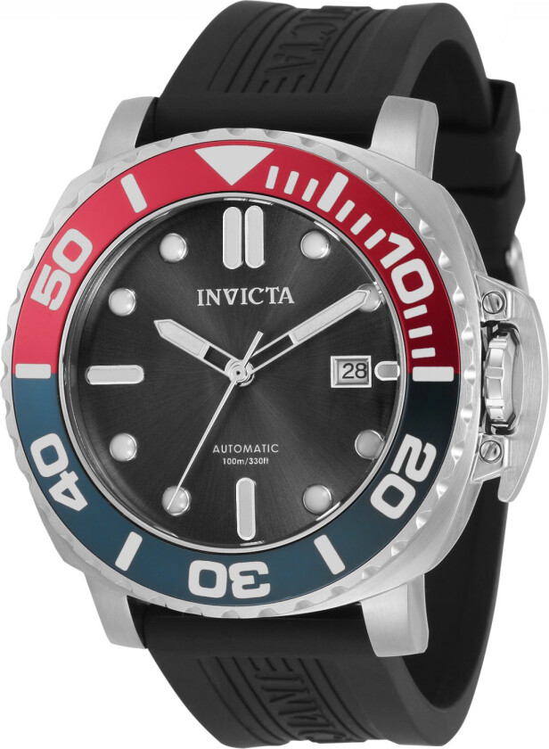 Herreklokke 34317 Pro Diver Sort/Gummi Ø48 mm