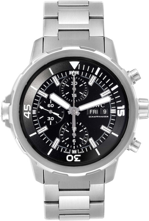 Herreklokke IW376804 Aquatimer Chronograph Sort/Stål Ø44 mm