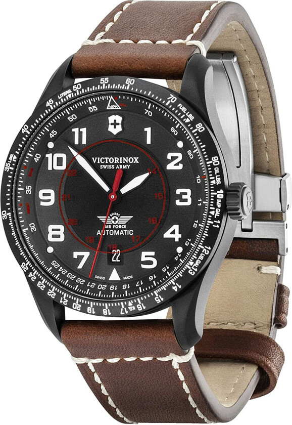 Herreklokke 241886 Sort/Lær Ø42 mm