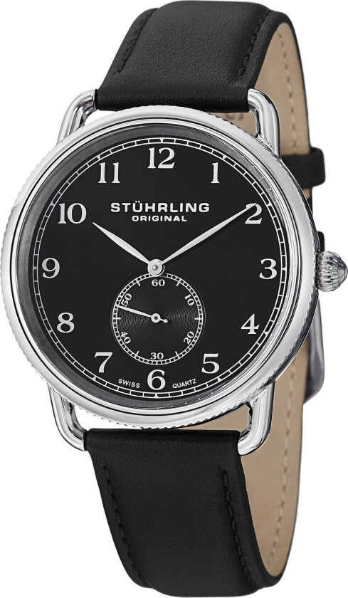 Herreklokke 207.02 Sort/Lær Ø41 mm