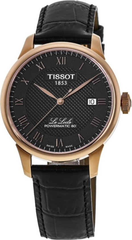 Herreklokke T006.407.36.053.00 Le Locle Sort/Lær Ø39.3 mm