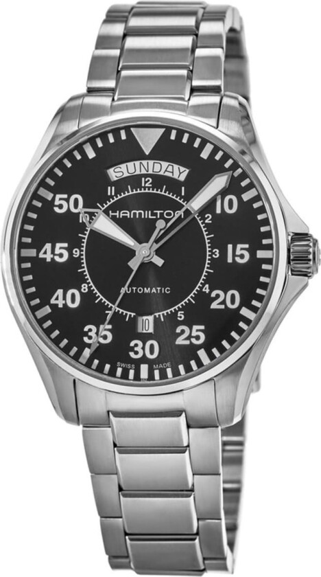 Herreklokke H64615135 Khaki Aviation Sort/Stål Ø42 mm