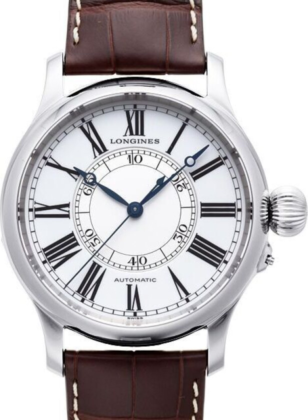 Herreklokke L2.713.4.11.0 Heritage Hvit/Lær Ø47.5 mm