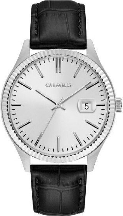 Herreklokke 43B150 Caravelle Sølvfarget/Lær Ø41 mm