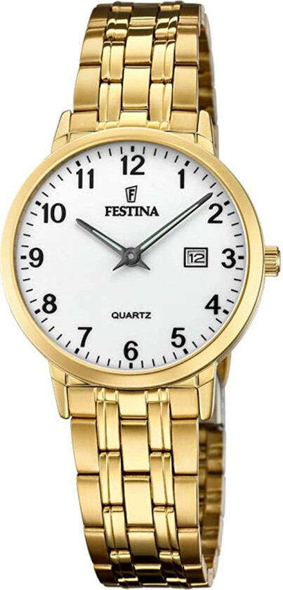 Dameklokke F20514-1 Hvit/Gulltonet stål Ø31 mm