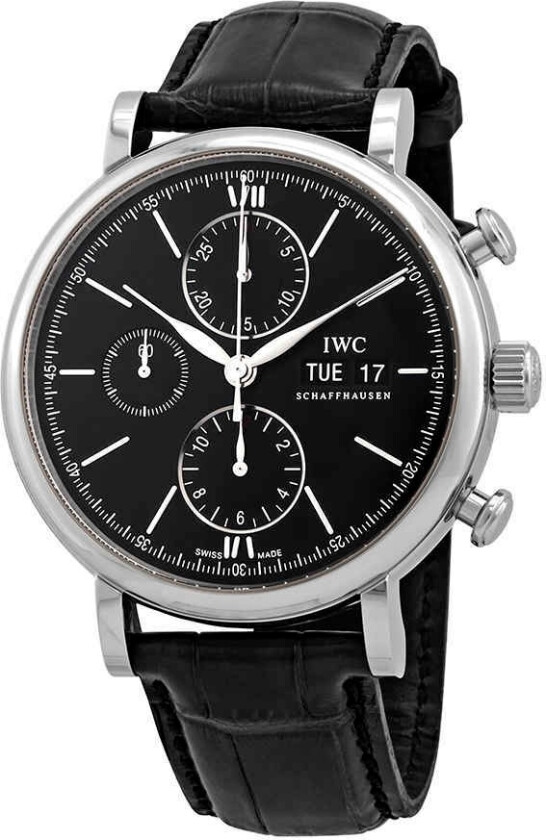 Herreklokke IW391029 Portofino Sort/Lær Ø42 mm