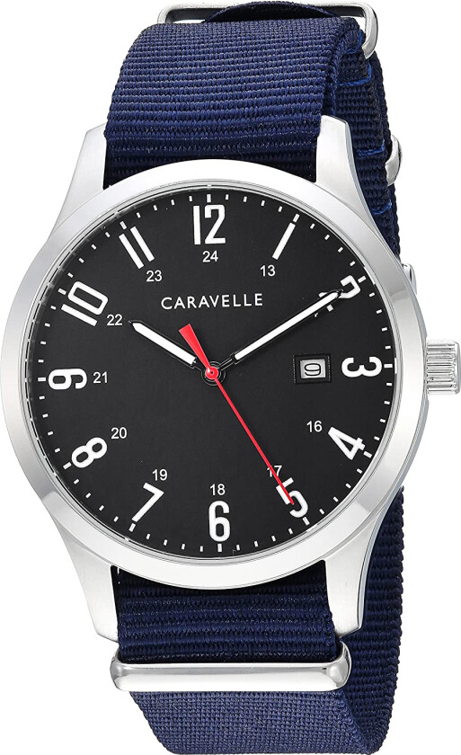 Herreklokke 43B160 Caravelle Sort/Tekstil Ø40 mm