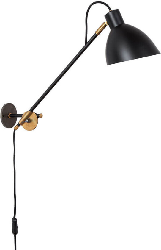 - KH#1 Svart/Rå Messing Vegglampe Lang Arm
