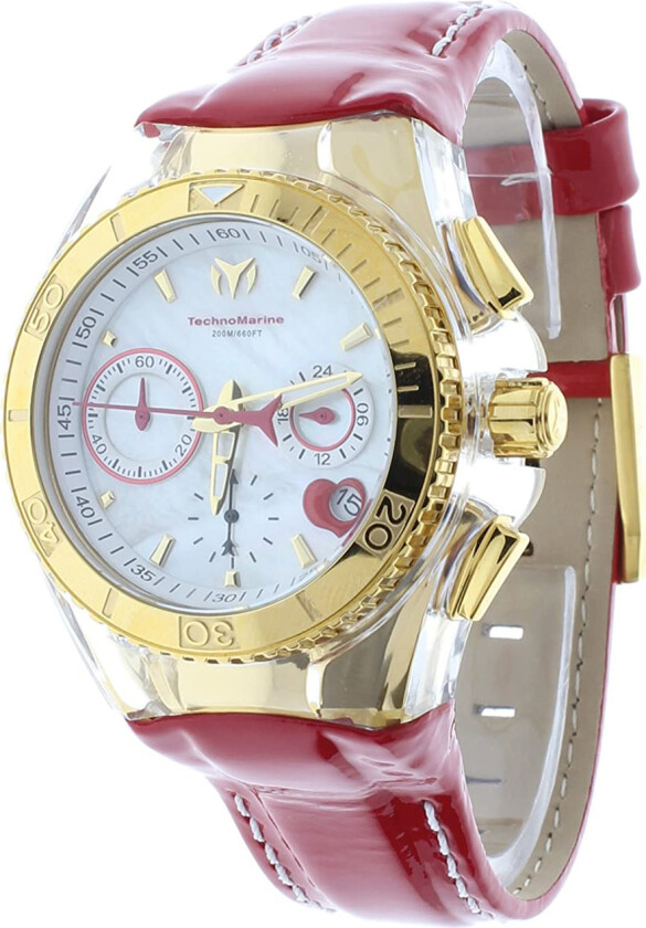 Dameklokke TM-117003 Hvit/Lær Ø40 mm