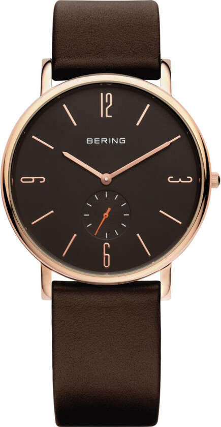 Herreklokke 13739-562 Classic Brun/Lær Ø39 mm