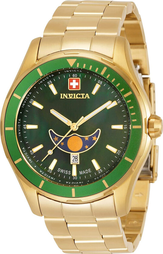 Herreklokke 33464 Pro Diver Grønn/Gulltonet stål Ø44 mm
