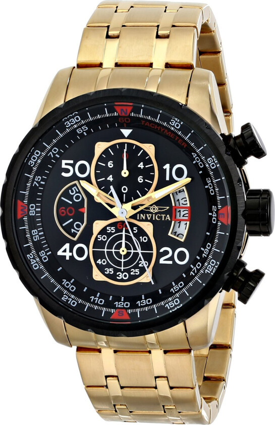Herreklokke 17206 Aviator Sort/Gulltonet stål Ø48 mm