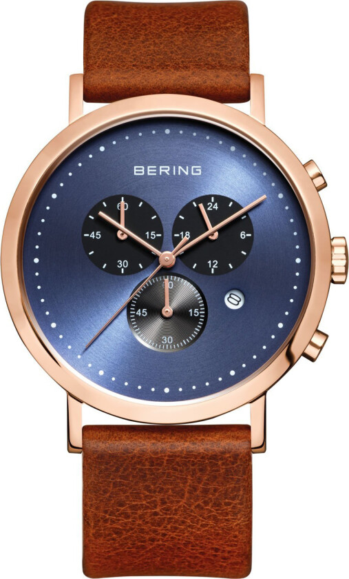 Herreklokke 10540-467 Classic Blå/Lær Ø40 mm