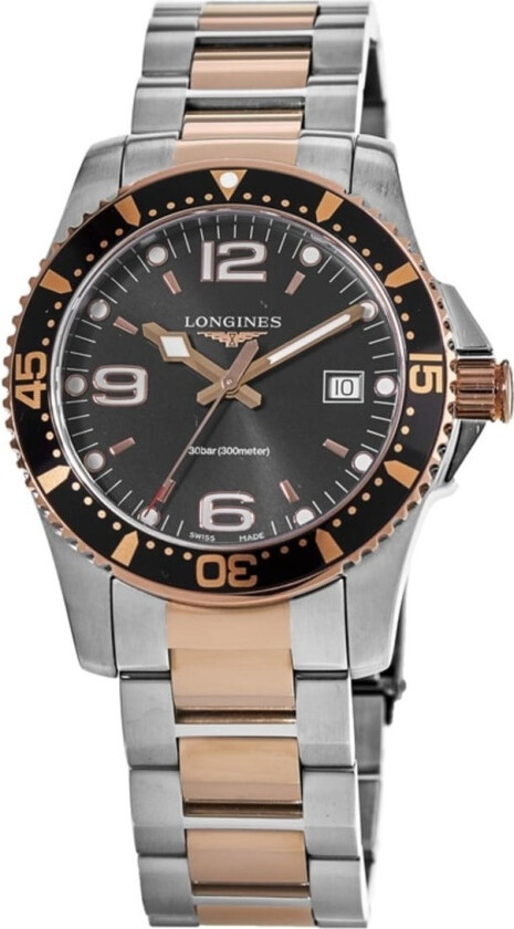 Herreklokke L3.740.3.58.7 Hydroconquest Sort/Rose-gulltonet