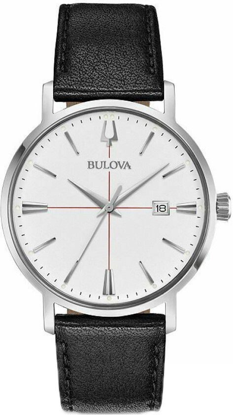 Herreklokke 96B284 Hvit/Lær Ø39 mm