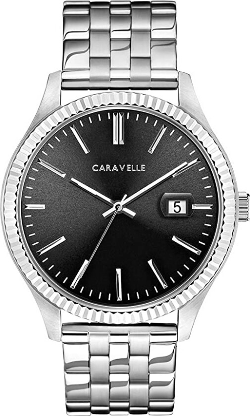 Herreklokke 43B157 Sort/Stål Ø41 mm