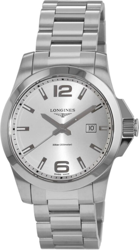 Herreklokke L3.760.4.76.6 Conquest Sølvfarget/Stål Ø43 mm