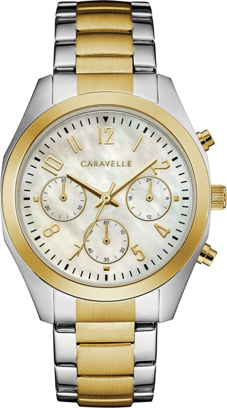 Dameklokke 45L169 Caravelle Hvit/Gulltonet stål Ø36 mm