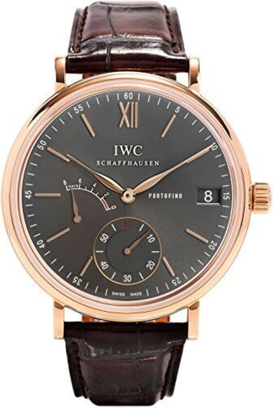 Herreklokke IW510104 Portofino Hand-Wound 8 Days Grå/Lær Ø45 mm