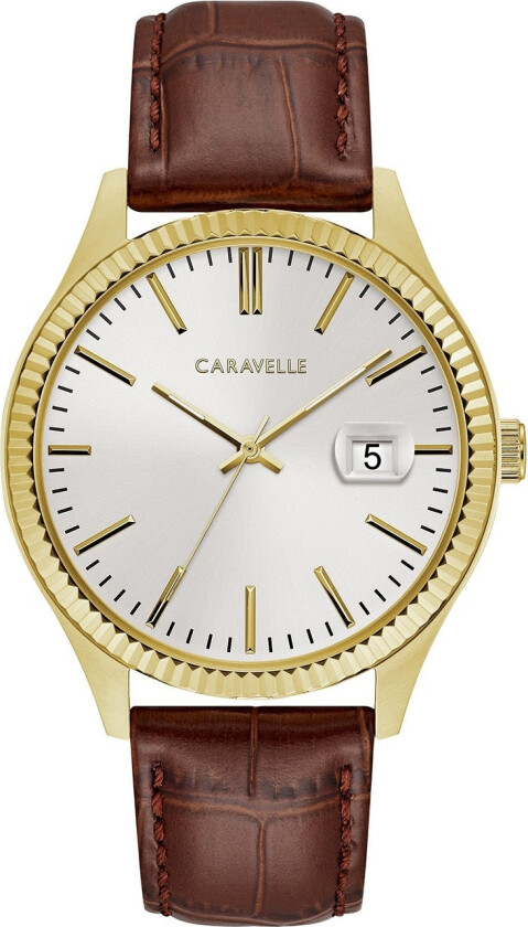 Herreklokke 44B115 Caravelle Sølvfarget/Lær Ø41 mm