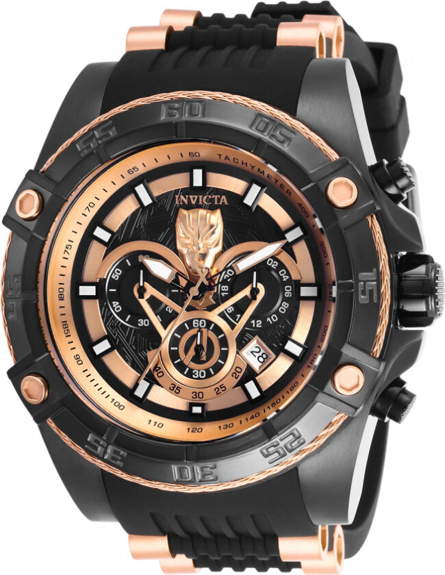 Herreklokke 26804 Sort/Rose-gulltonet stål Ø52 mm