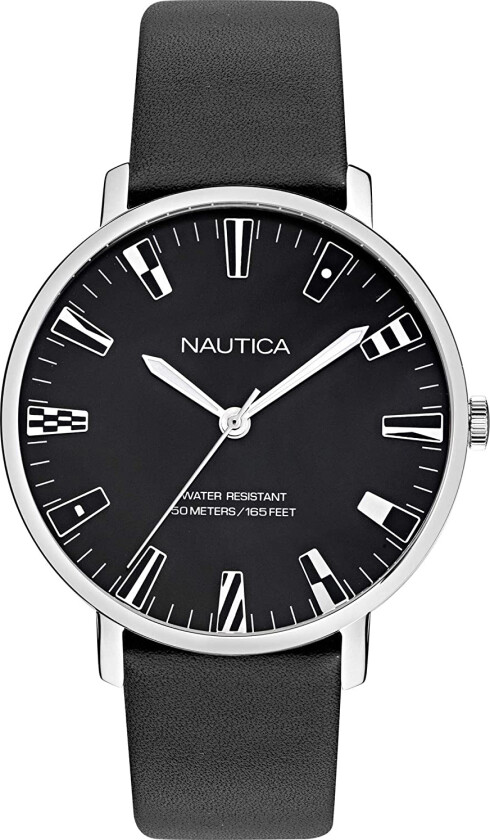 Herreklokke NAPCRF910 Sort/Lær Ø43 mm