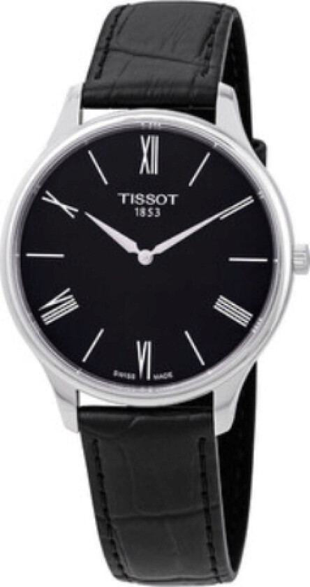 Herreklokke T063.409.16.058.00 Tradition Sort/Lær Ø39 mm