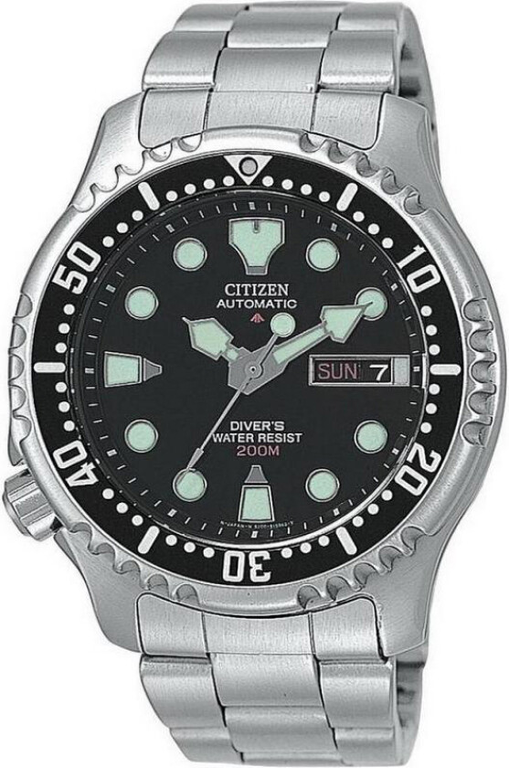 Herreklokke NY0040-50E Sort/Stål Ø43 mm