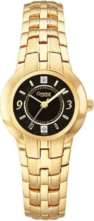 Dameklokke 44P000 Caravelle Sort/Gulltonet stål Ø24 mm