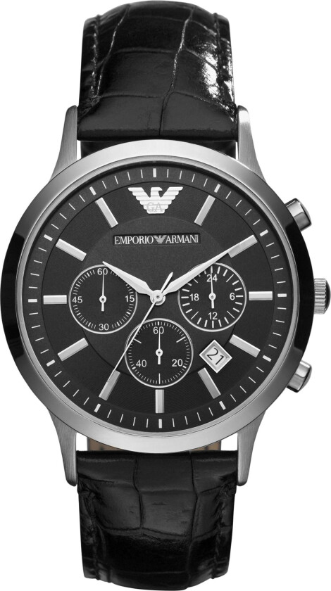 Herreklokke AR2447 Renato Sort/Lær Ø43 mm
