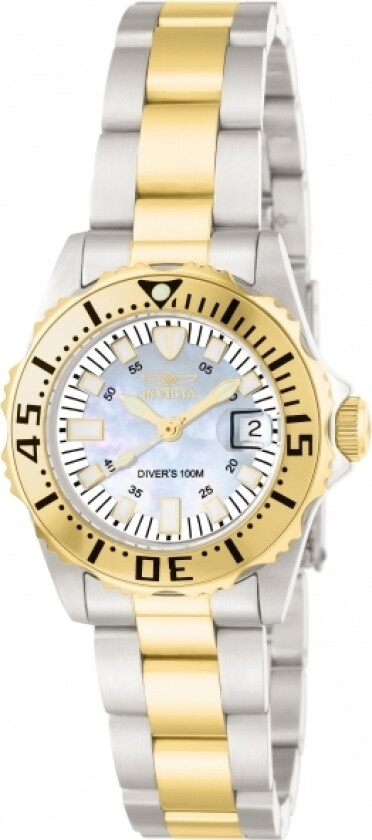 Dameklokke 6895 Pro Diver Hvit/Gulltonet stål Ø30 mm