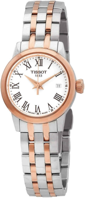 Dameklokke T129.210.22.013.00 T-Classic Hvit/Rose-gulltonet