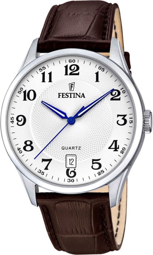 Herreklokke F20426-1 Classic Hvit/Lær Ø43 mm