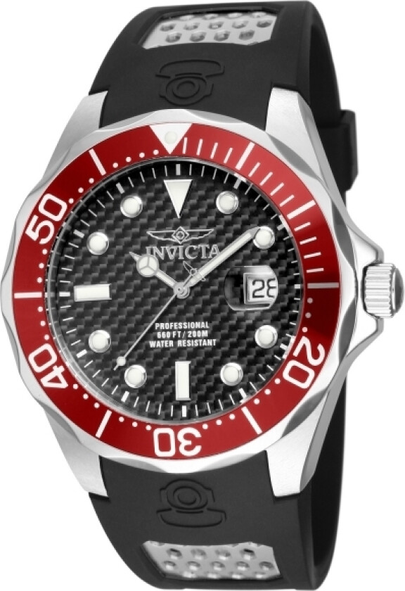 Herreklokke 12561 Pro Diver Sort/Gummi Ø47 mm
