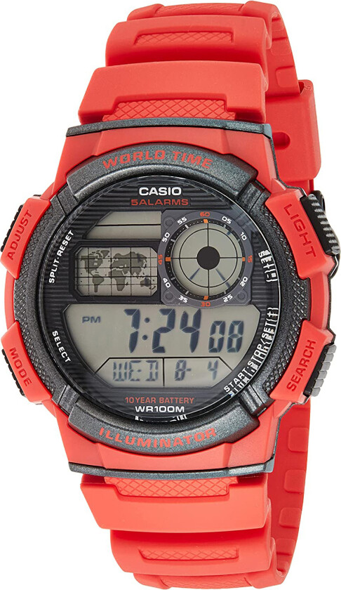 Herreklokke AE-1000W-4AVDF LCD/Resinplast Ø43.7 mm